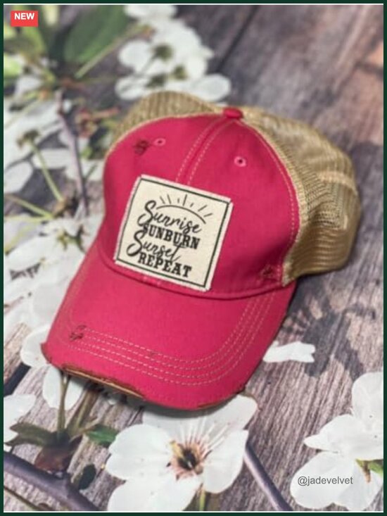 Distressed Trucker Cap Adjustable Snapback Cotton Polyester